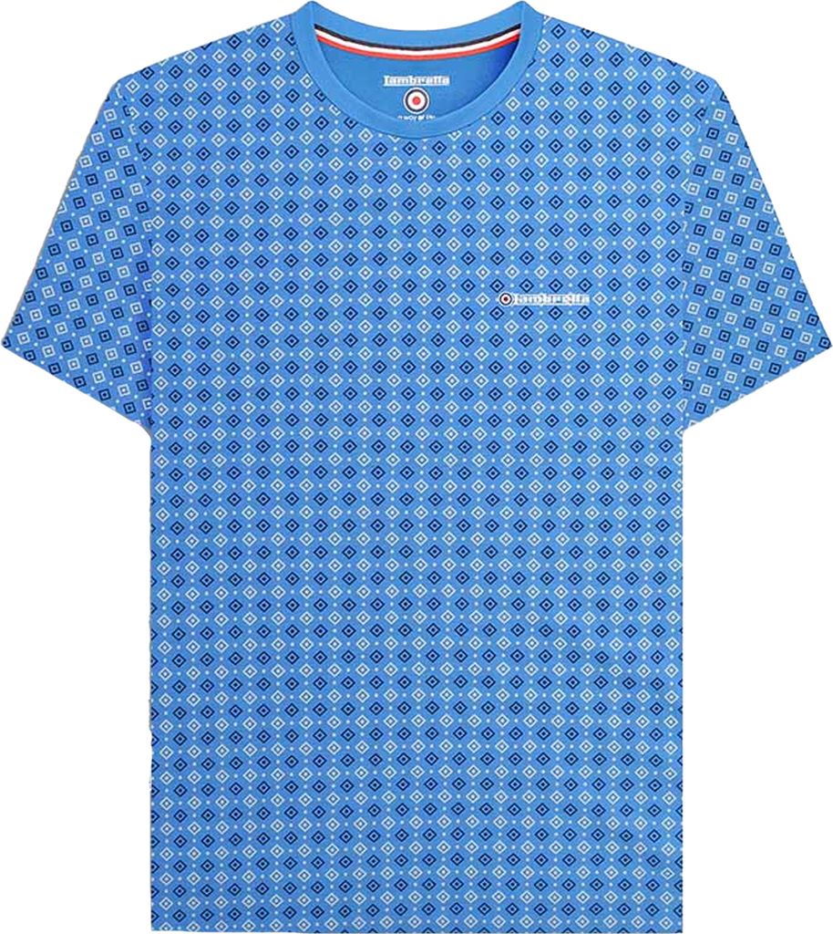 Lambretta - "SS24" T-Shirt Rundum bedruckt für Herren LB245 (XL) (Vallarta Blau)