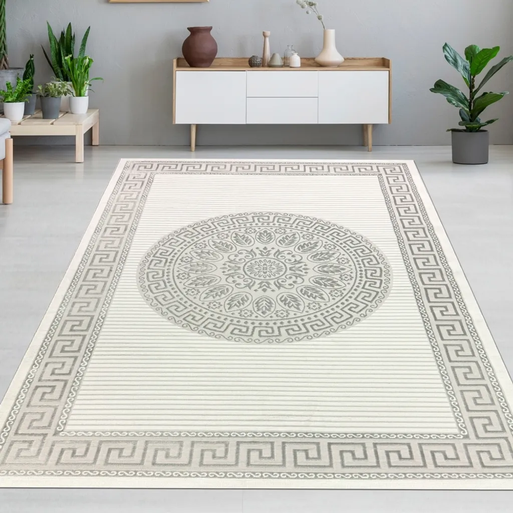 Tapis d'inspiration orientale gris anthracite chic - Taille 120 x 170 cm