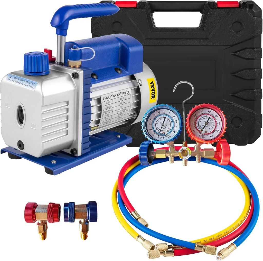 VEVOR Vakuumpumpe, mehrere Durchflussraten, langlebige Leistungsoptionen, 4CFM 1-4PS Manometer, EU