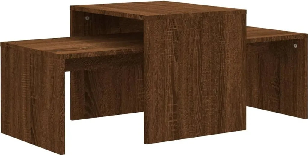 Set di tavolini in rovere marrone 100x48x40 cm Materiale a base di legno
