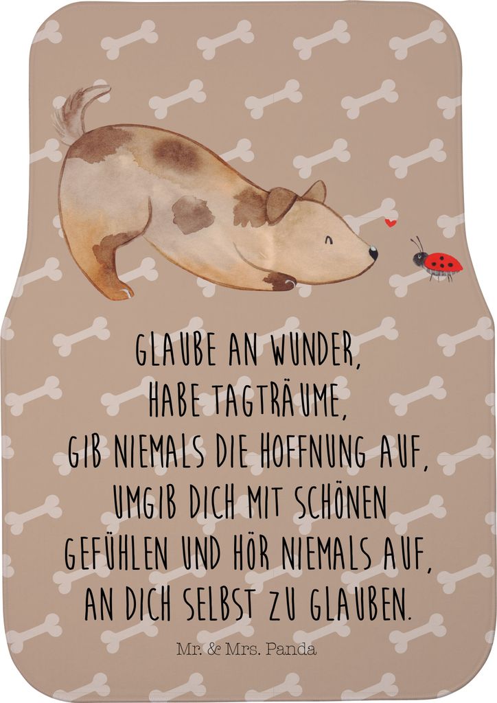 Mr. & Mrs. Panda Fußmatte Fürs Auto Hund Marienkäfer - Hundeglück - Geschenk, Wunder, Auto-Fußmatte, Hunde, Mischlingshund, Positiv, Träume, ...