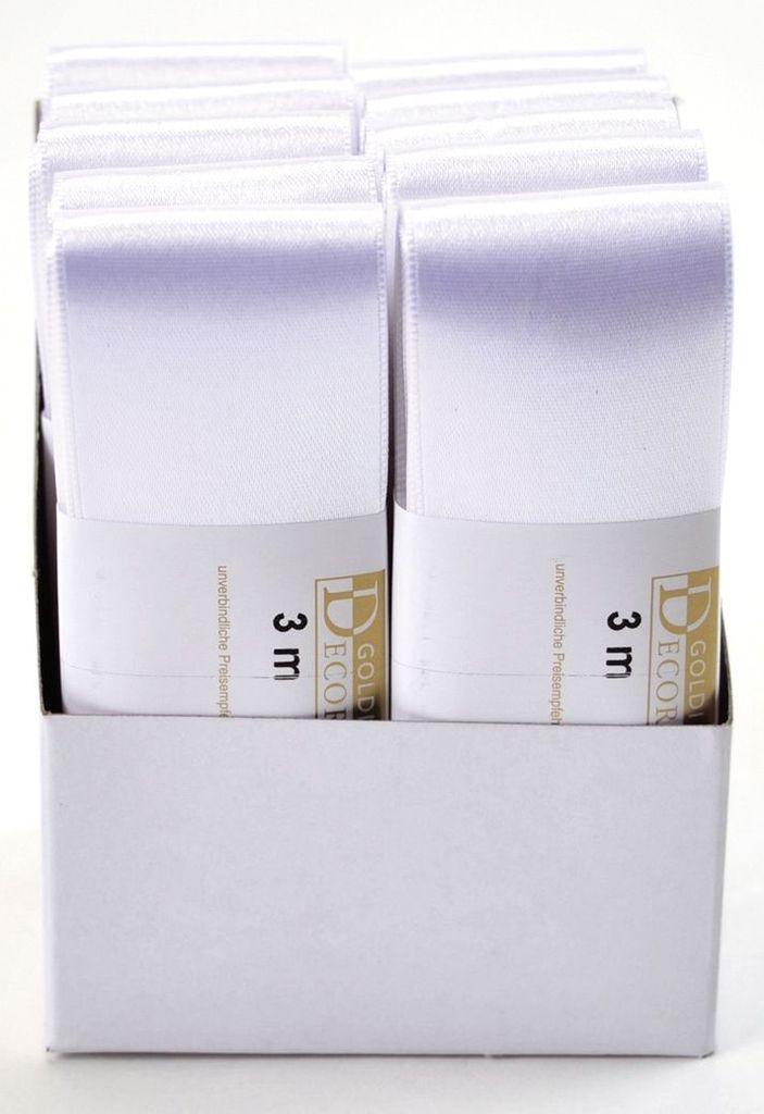 Goldina 1172040011003 Doppelsatinband - 40 mm x 3 m, weiß