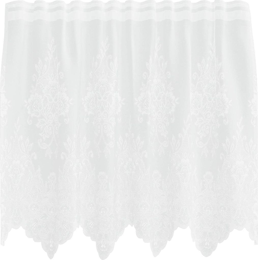 vidaXL Spitzenvorhang mit Vorhängen Floral Weiß 100 x 150 cm Polyester