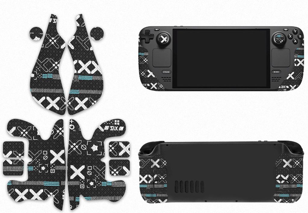 INF Steam Deck Skin - Schwarze Handgriff-Edition mit Aufdruck
