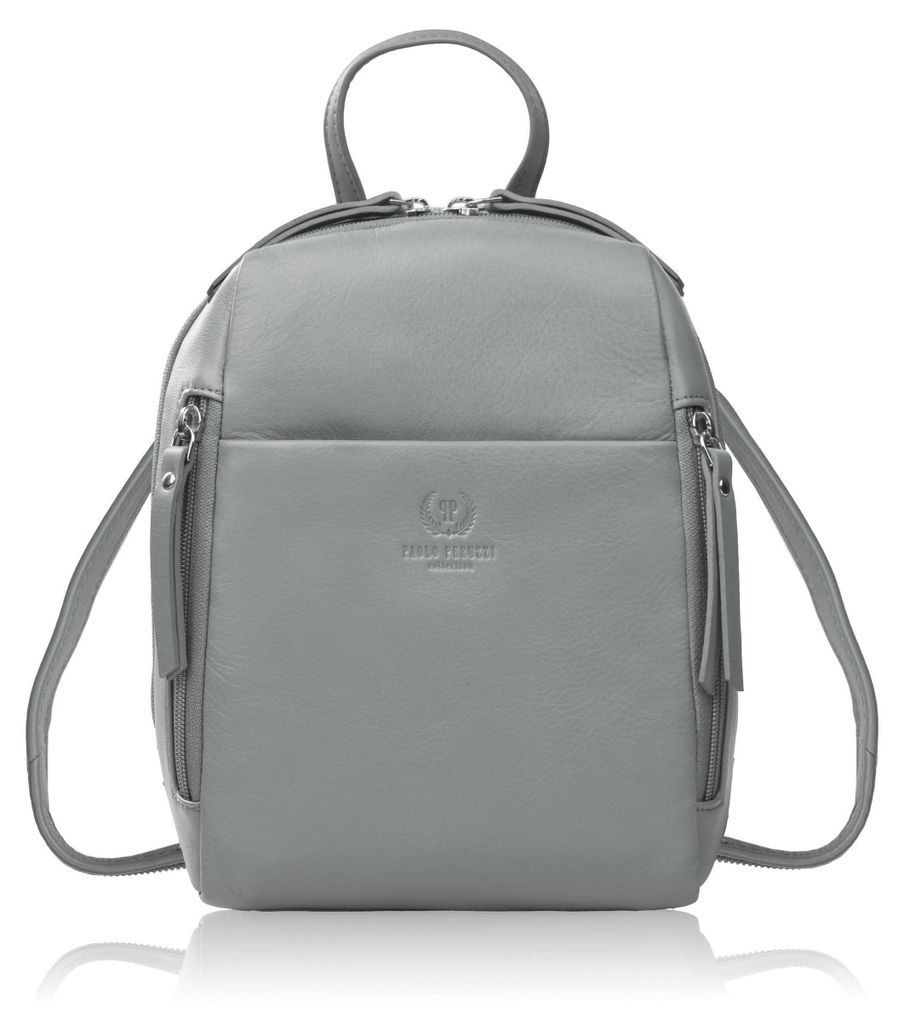 Damen Leder City Rucksack klein grau elegant Paolo Peruzzi AY-26-GR