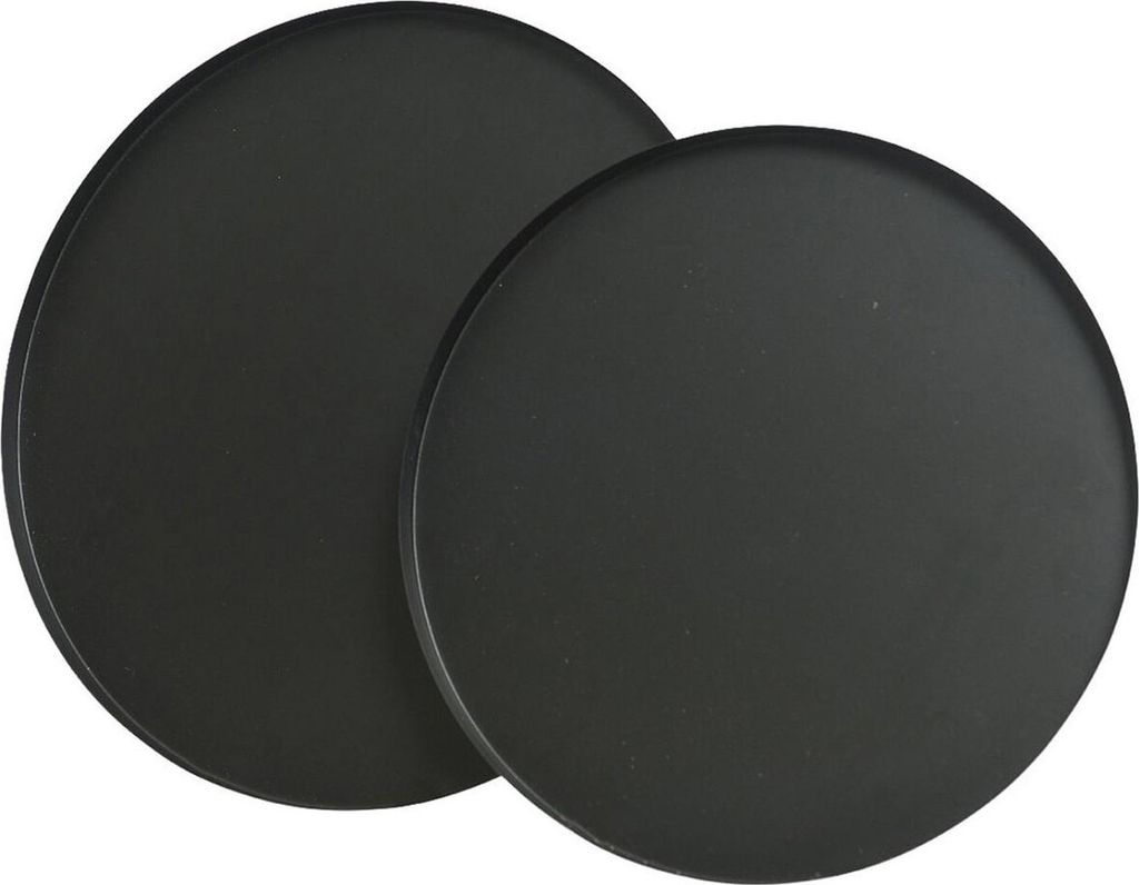 Dekoratives Tablett rund Metall 30-35cm Schwarz matt 2er Produktbild 