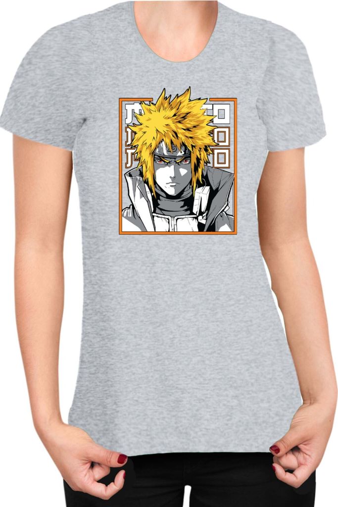 Damen T-Shirt Japan Anime Manga Naruto Minato Namikaze 02 Hokage Minato, Lady L / Grau