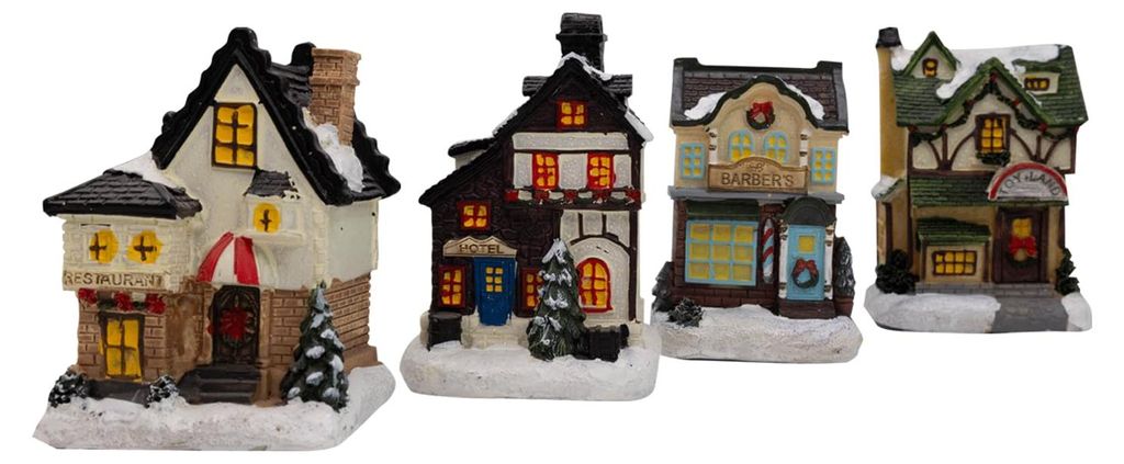 hausleben Weihnachtsdorf 4-teilig – Beleuchtete Produktbild 