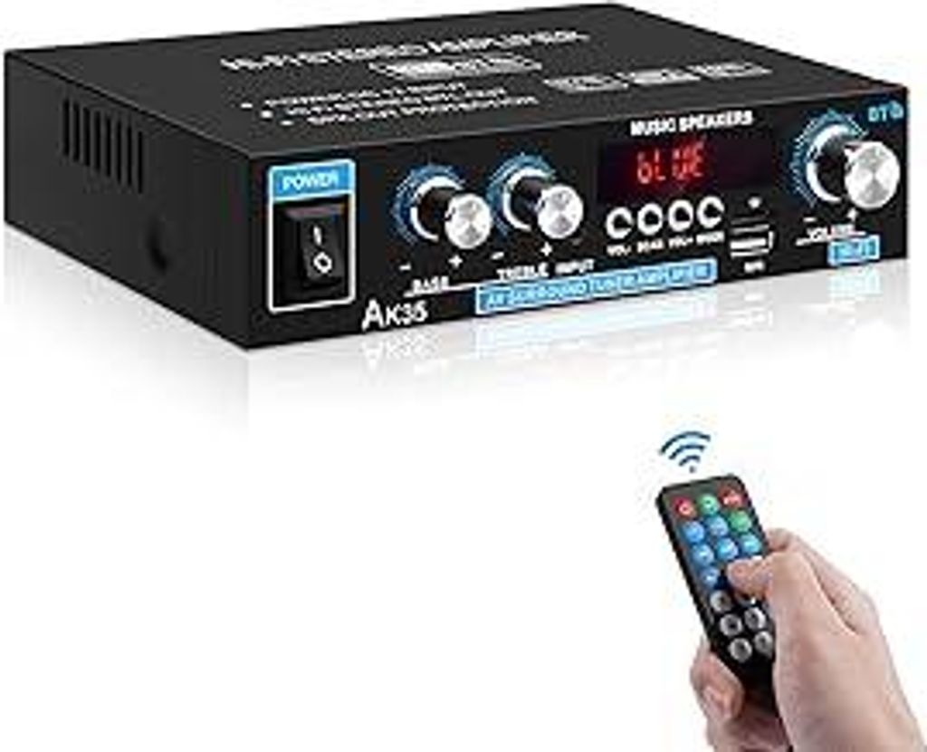 HiFi Stereo Audioverstärker AK35 Bluetooth 5.0 Digital Mini-Verstärker RMS 2.0-Kanal 30W x 2 HiFi-Leistungsverstärker mit Bass & Treble Tuner f...