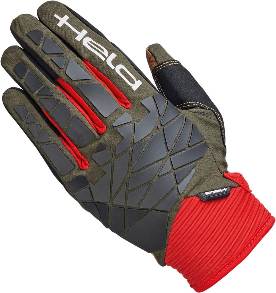Held Tactura Adventure Motorrad Handschuhe, grün/rot/schwarz, 5