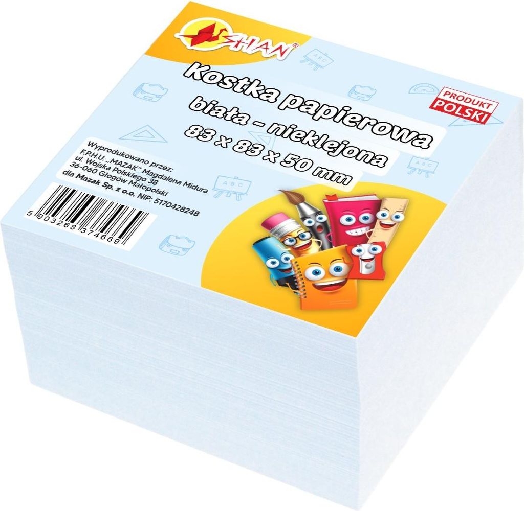 Papierwürfel weiß ungeklebt 83x83x50mm Shan