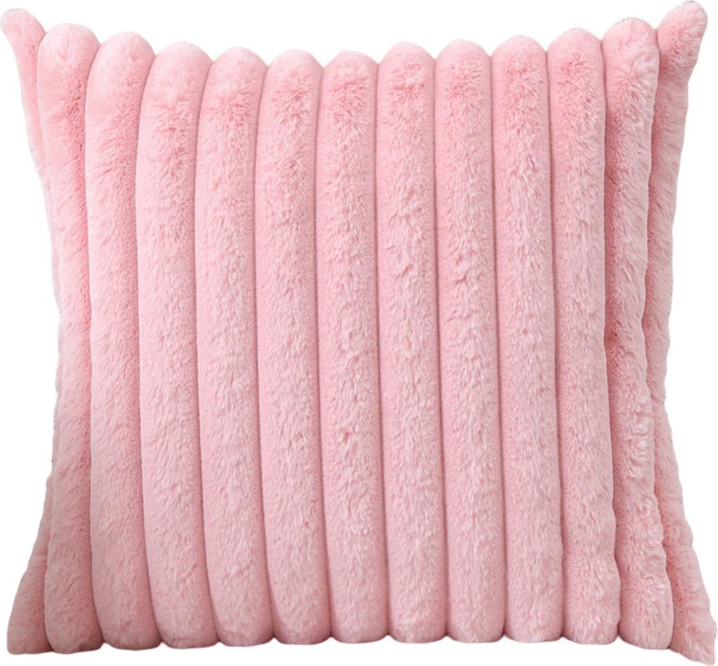 Kissenbezug, Streifen-Design, guter Komfort, weiche Haptik, Antifouling, dekorativer Kunstkaninchenfell-Plüsch-Überwurfkissenbezug, Heimbedarf