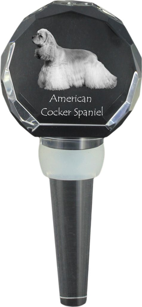 Amerikanischer Cocker Spaniel, American Cocker Spaniel - Kristallflaschenverschluss, einzigartiger Weinverschluss mit Foto, personalisiertes Gesche...