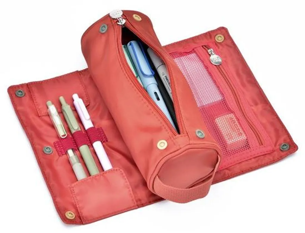Trousse à crayons enroulable orange et rouge de grande capacité série V1