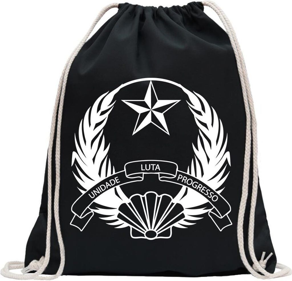 Kiwistar - Turnbeutel - schwarz - Guinea-Bissau Wappen - Fun Rucksack Sport Beutel Gymsack Baumwolle mit Ziehgurt