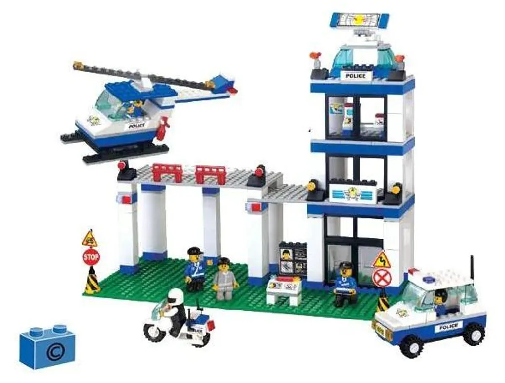 Jeu de Construction Commissariat de Police avec Voiture et Hélicoptère