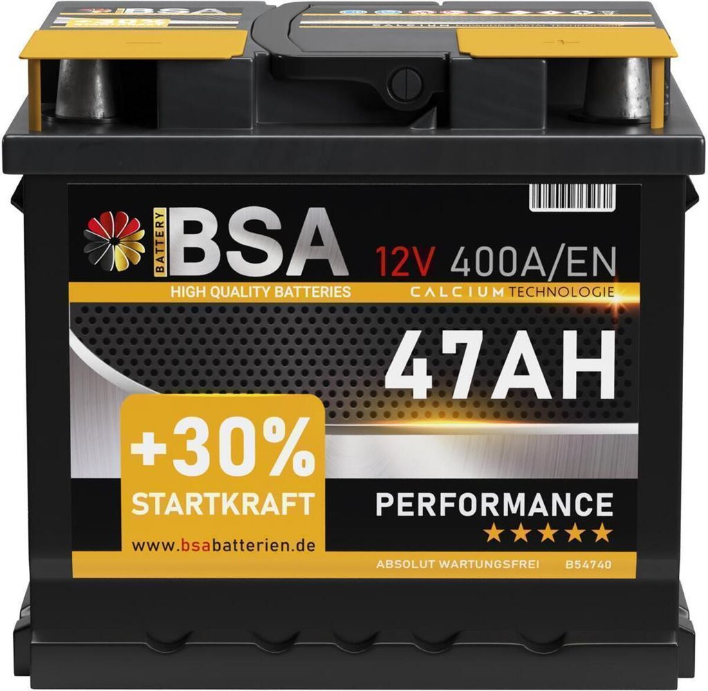 BSA Autobatterie 47AH 12V Batterie 400AEN ersetzt 44Ah 45Ah Produktbild 