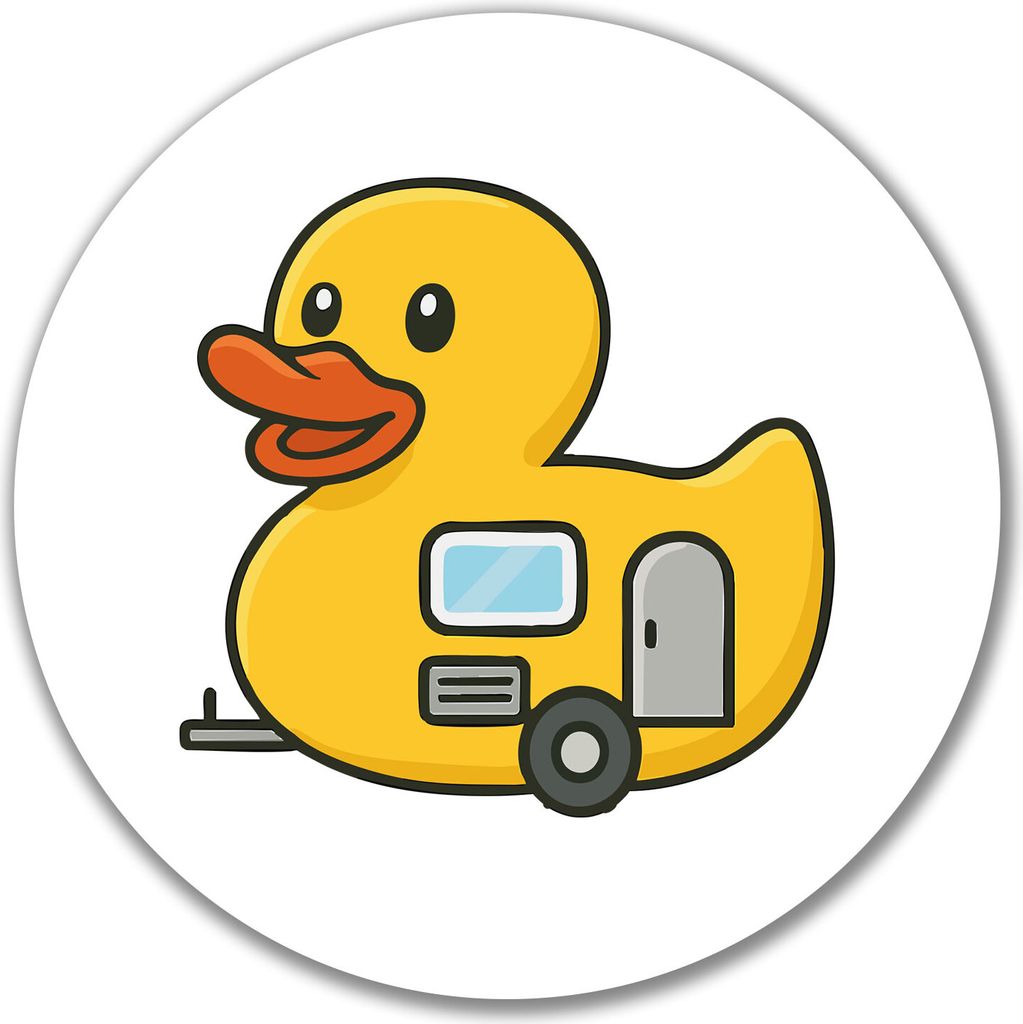 Huuraa Aufkleber Quietscheente Camper Gummiente Wohnwagen 10cm rund Sticker Geschenkidee