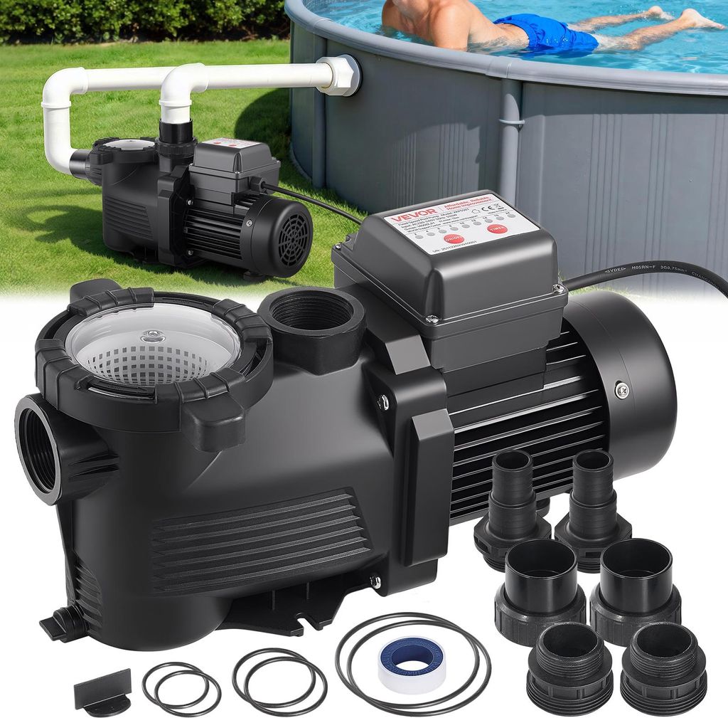 Pompe de piscine VEVOR 550 W, pompe filtrante 14 000 L/H Image du produit 
