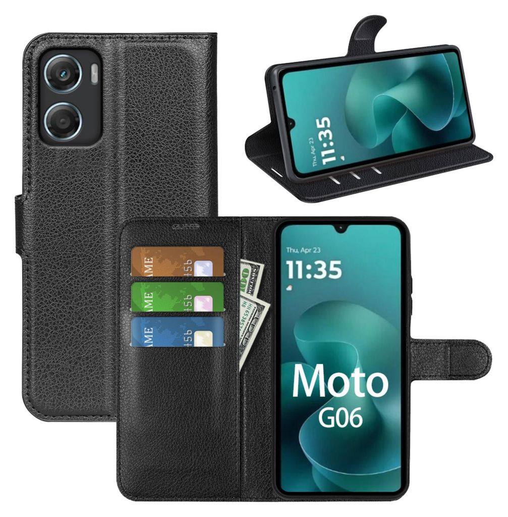 Klapphülle für Motorola Moto G06 / G06 Power, Hülle Handyhülle Flip Cover Case Schutzhülle Etui in Schwarz