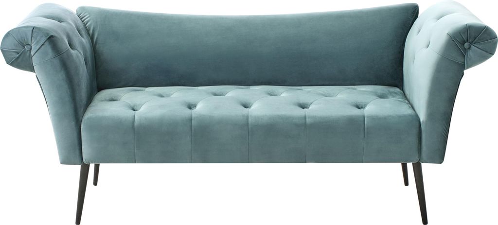 BELIANI Chaiselongue Blaugrün Samt Gesteppt mit Armlehnen Beidseitig Schwarze Metallfüße Retro Design Chesterfield Stil Wohnzimmer Récamiere
