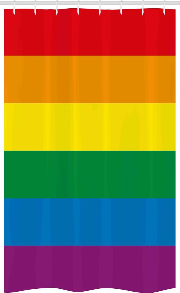 ABAKUHAUS Regenbogen Schmaler Duschvorhang, Homosexuell Parade Flagge Freiheit, Badezimmer Deko Set aus Stoff mit Haken, 120 x 180 cm, Mehrfarbig