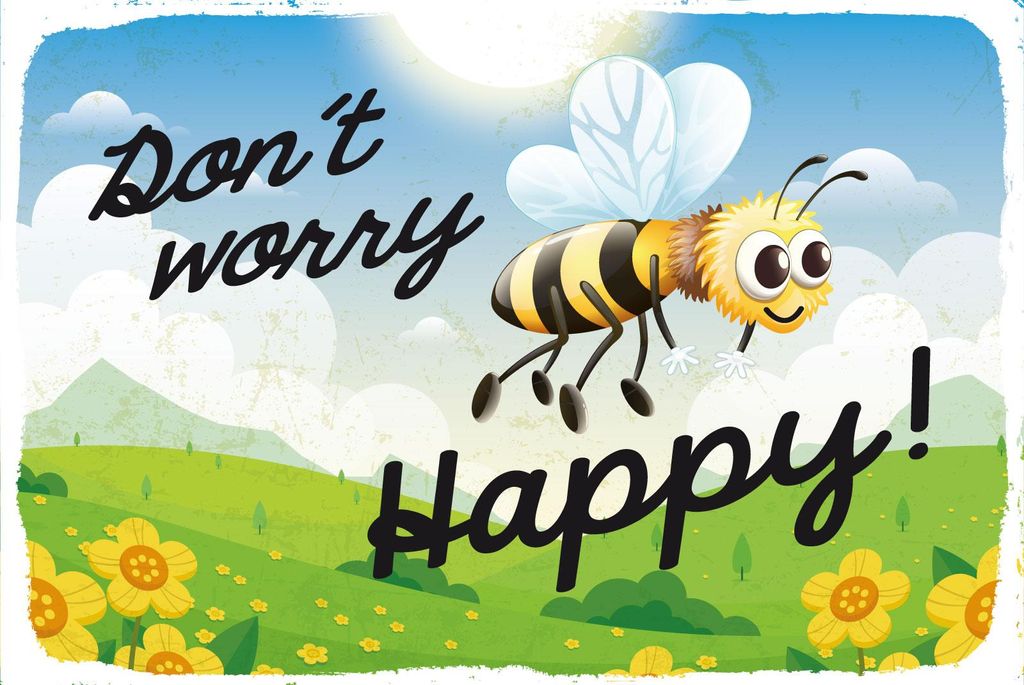 vianmo Holzschild 20x30 cm Don ́t worry bee happy Biene Wiese