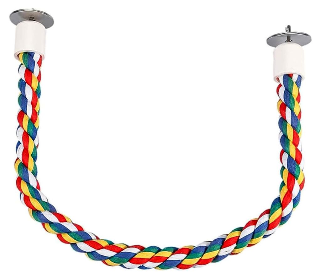 Kauseil für Vögel, bunt, flexibel, Baumwolle, 60 cm, Vogelleiter, Schaukelkäfigseil für Papageien, Sittiche und Nymphensittiche, zum Sitzen und...