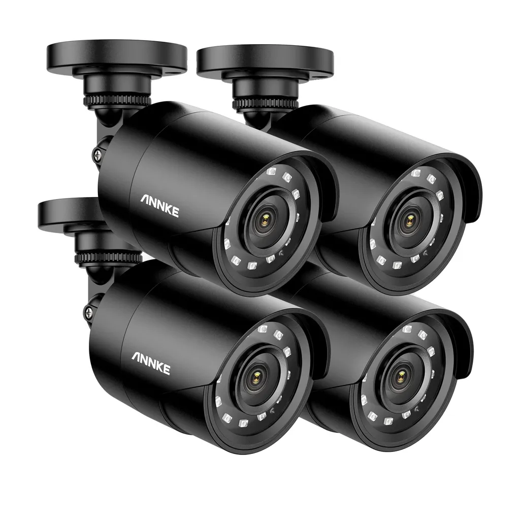Caméra de surveillance anti-intempéries IP66 lot de 4 noire 1080P
