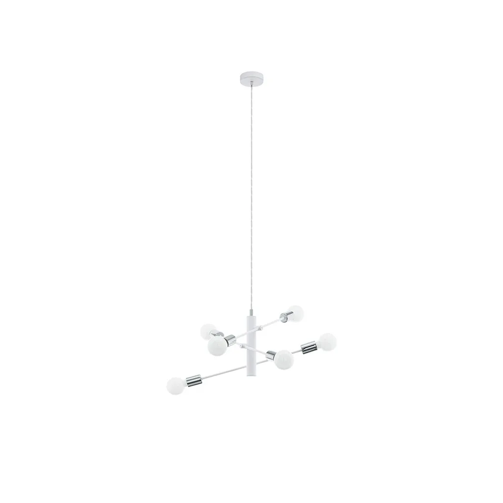Eglo Gradoli 98016 Lampada Sospensione 6 Luci Bianco Cromo Modern Chandelier