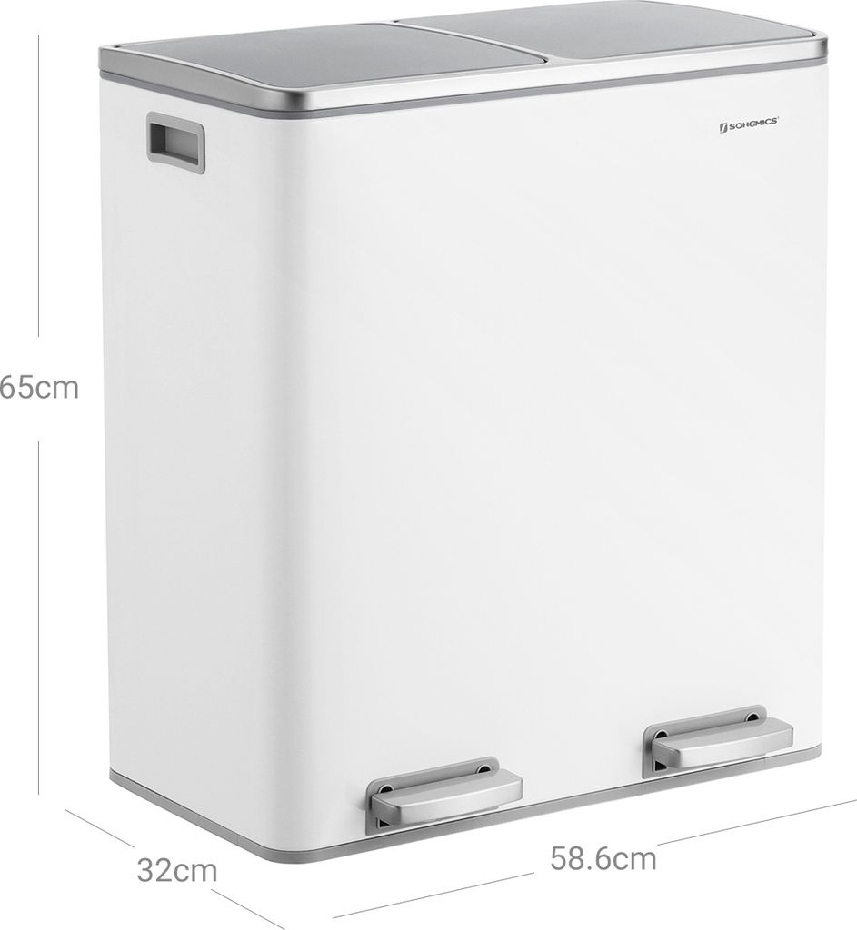 SONGMICS Mülltrenner 2 x 30,0 l weiß Produktbild 16