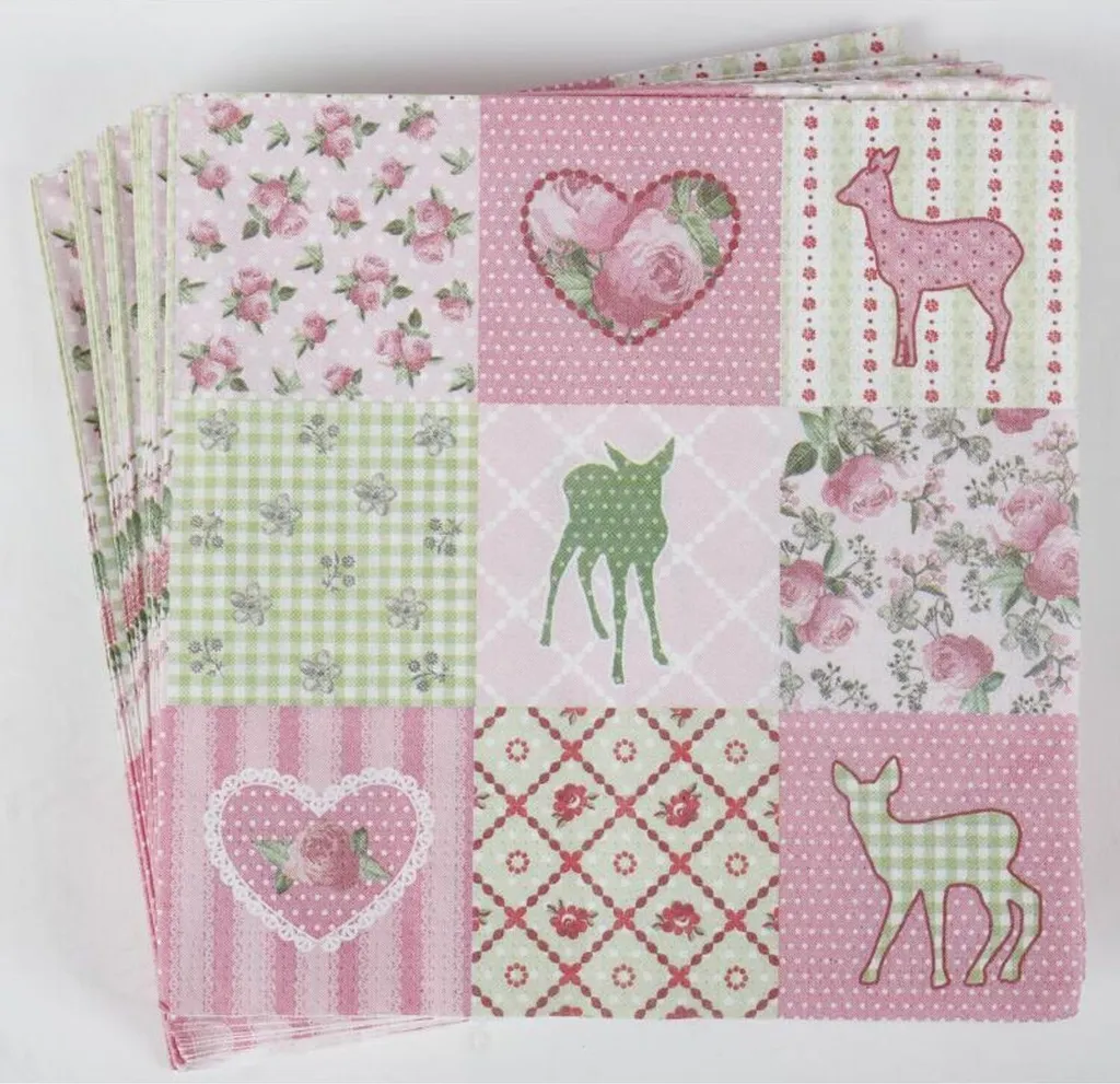 24 packs de 20 serviettes roses 33x33cm 3 plis pour anniversaire fille
