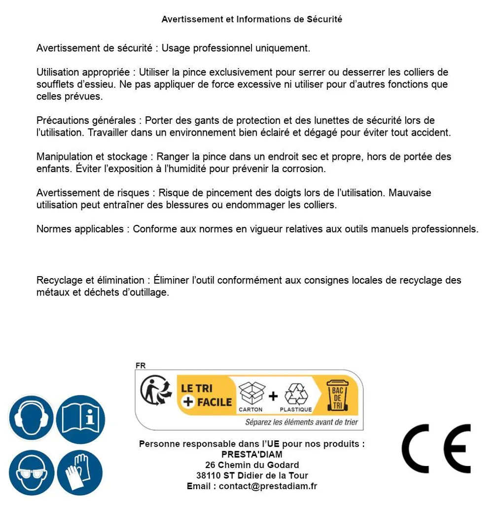 Pince pour Montage de Soufflet d'Essieu - Solution Serrage Rapide D-Work - 6