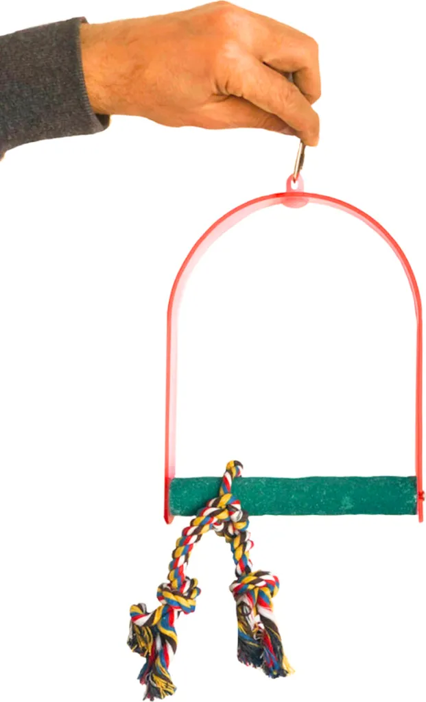 Piccolo sedile oscillante e giocattolo 3 in 1 per piccoli pappagalli