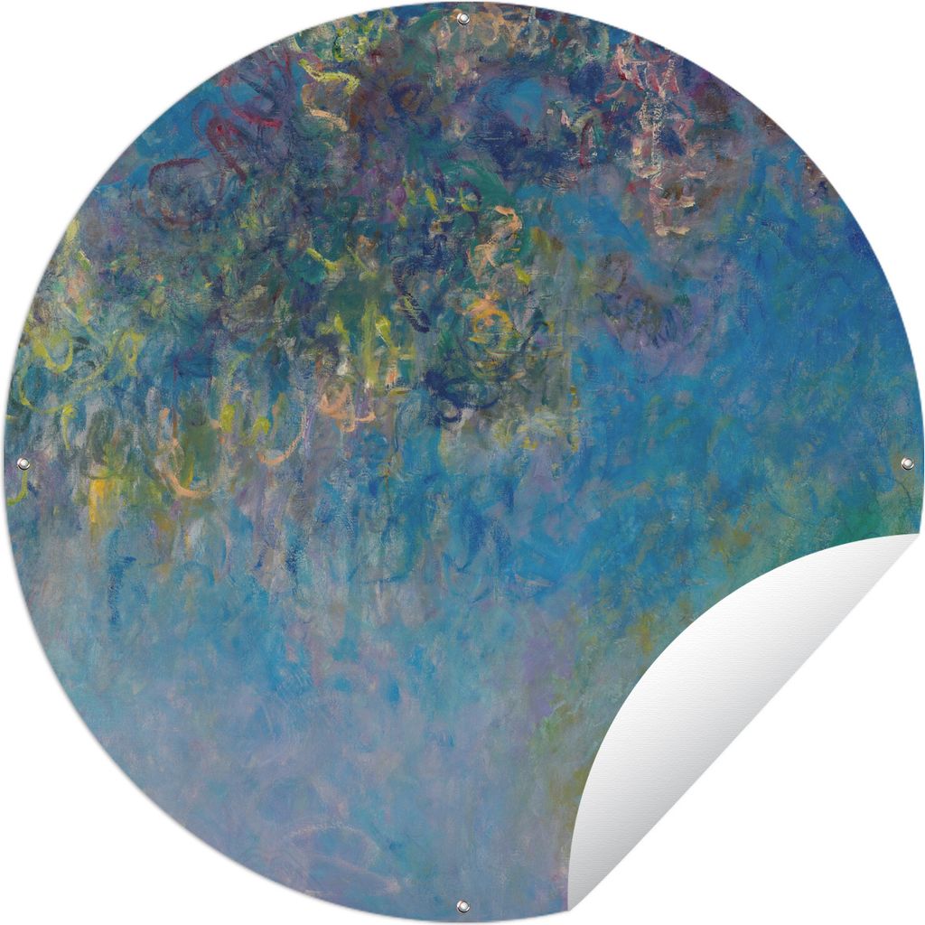 MuchoWow Gartenposter Outdoor-Poster Rund Blauer Regen - Claude Monet Ø 90 cm Gartendeko Rundes Poster draußen