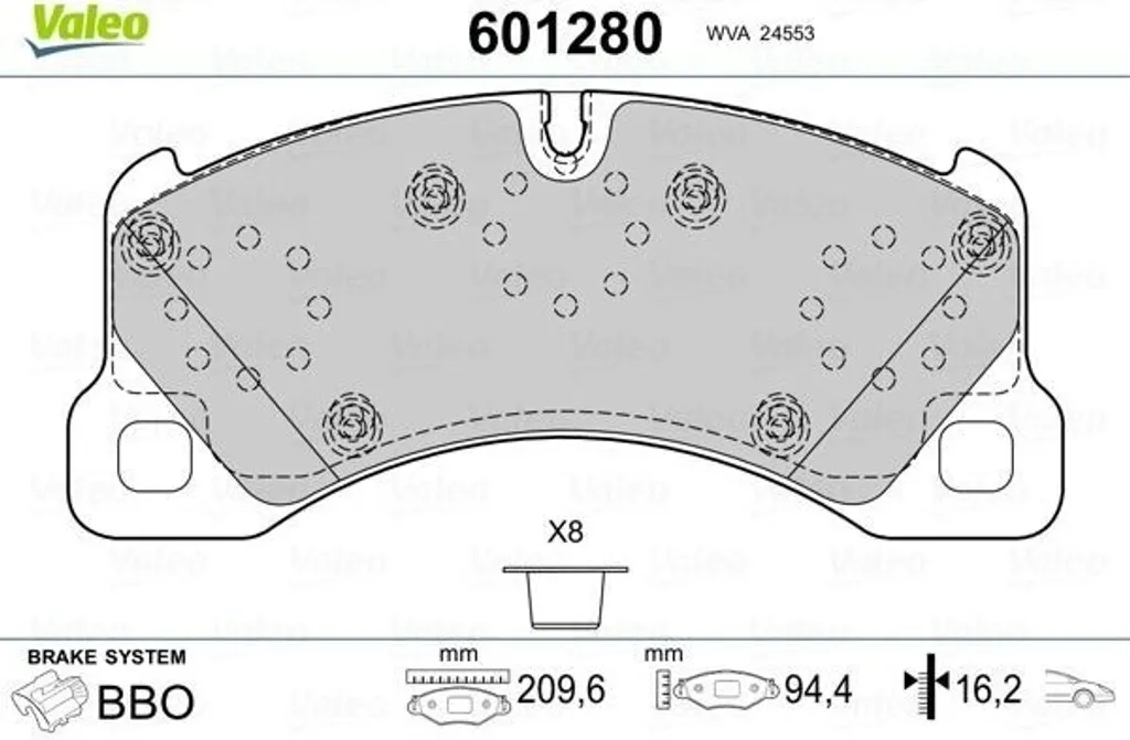 Kit Freinage Avant Valeo 601280 pour Entretien Porsche et Volkswagen