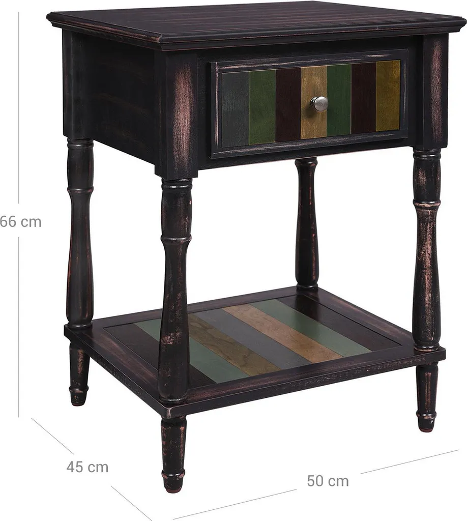 Table de chevet coloniale compacte pour optimiser le rangement du lit - 6