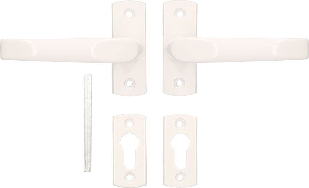 KOTARBAU Drückerpaar 125 mm Weiß mit Rosetten und Vierkant für Profilzylinder