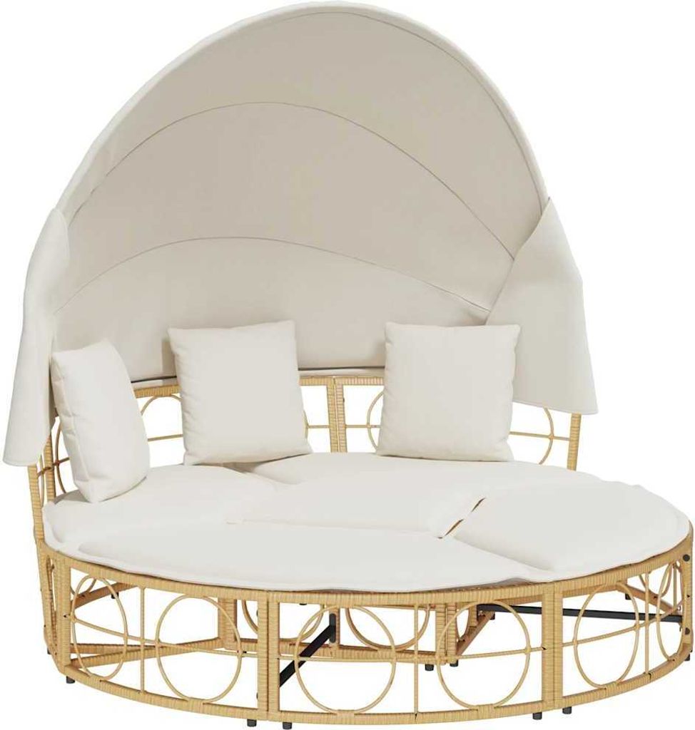 vidaXL Outdoor-Loungebett mit Dach und Kissen Poly Rattan