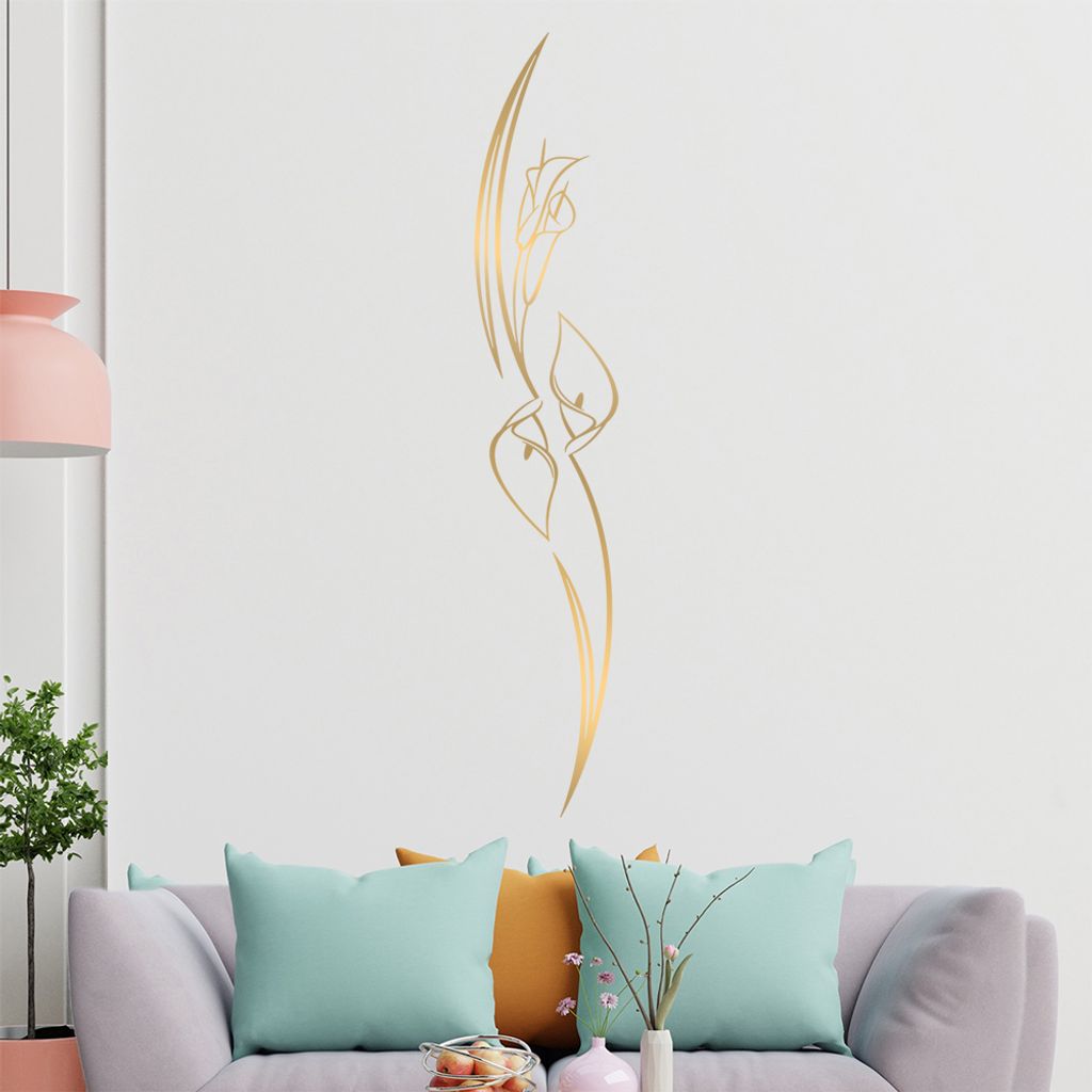 Lilien - Linien Wandtattoo in 6 Größen - Wandaufkleber Wall Sticker - Dekoration, Küche, Wohnzimmer, Schlafzimmer, Badezimmer