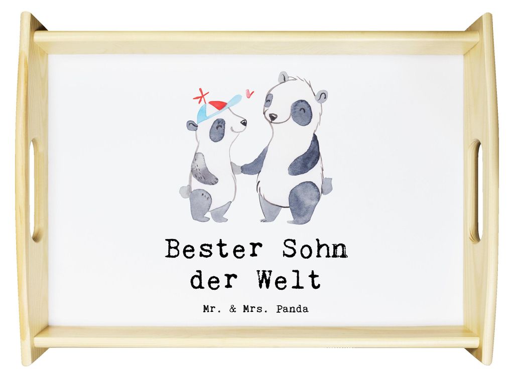 Mr. & Mrs. Panda serviertablett holz Panda Bester Sohn der Welt - Weiß - Geschenk, Dankeschön, Nachkomme, Bube, Bub, Dekotablett, Holztablett, ta...