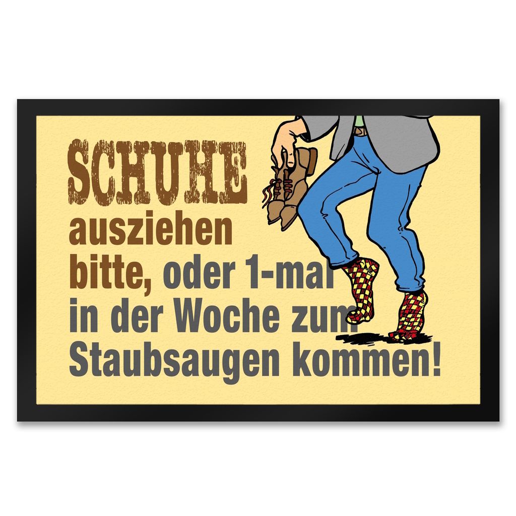 Schuhe aus oder Staubsaugen Fußmatte XXL in 50x75 cm in gelb