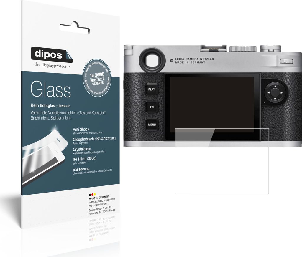 2x Schutzfolie für Leica M11 - Anti-Shock 9H Folie dipos Glass Kunststoffglas