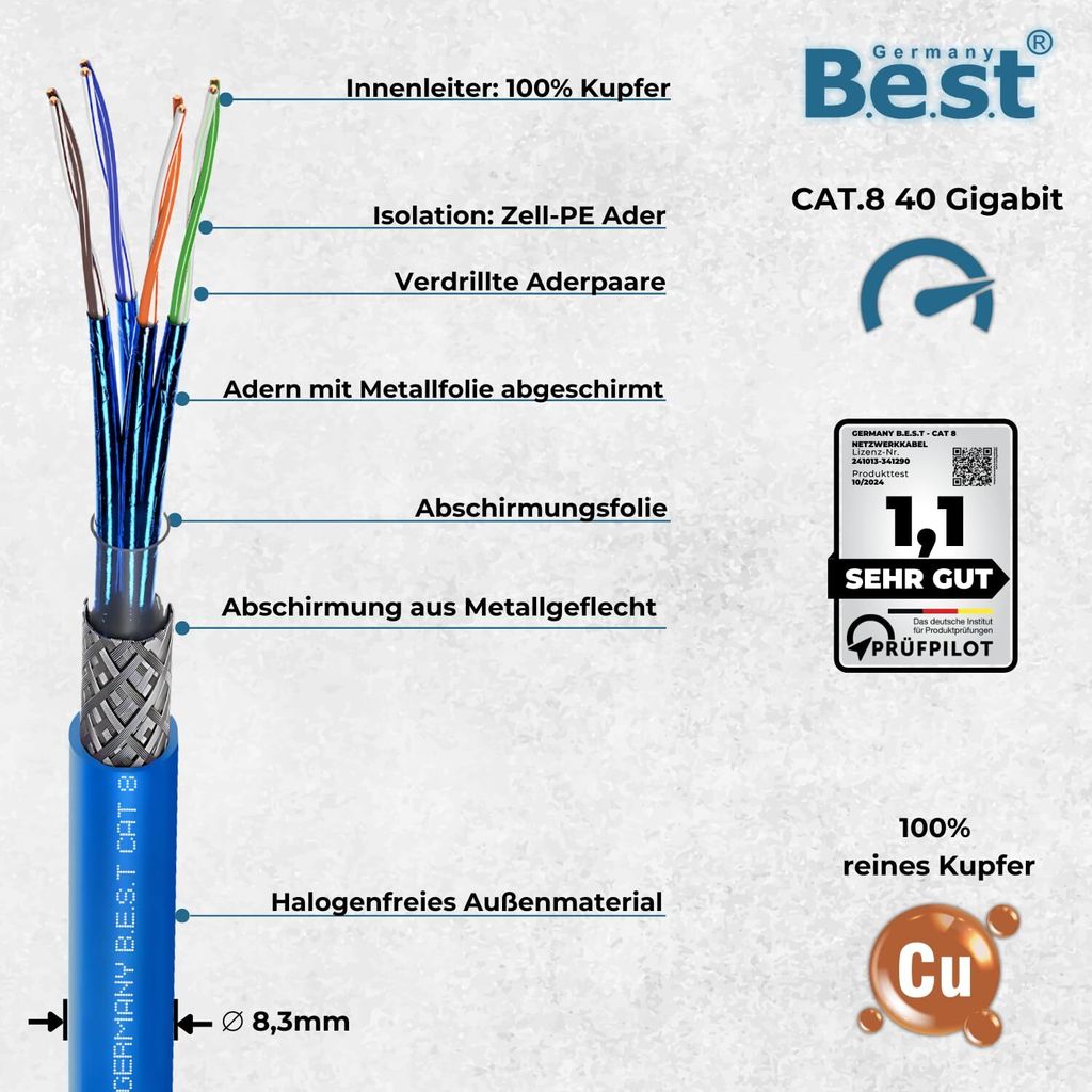 500m CAT 8 Netzwerkkabel Verlege Kabel 40 Gbit/s CAT8 Produktbild 2