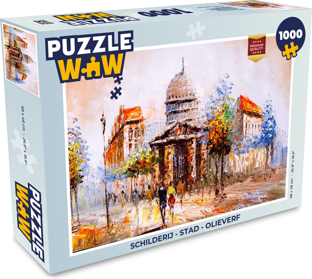 MuchoWow Puzzle 1000 Teile Gemälde - Stadt - Öl - Erwachsene - Rätsel