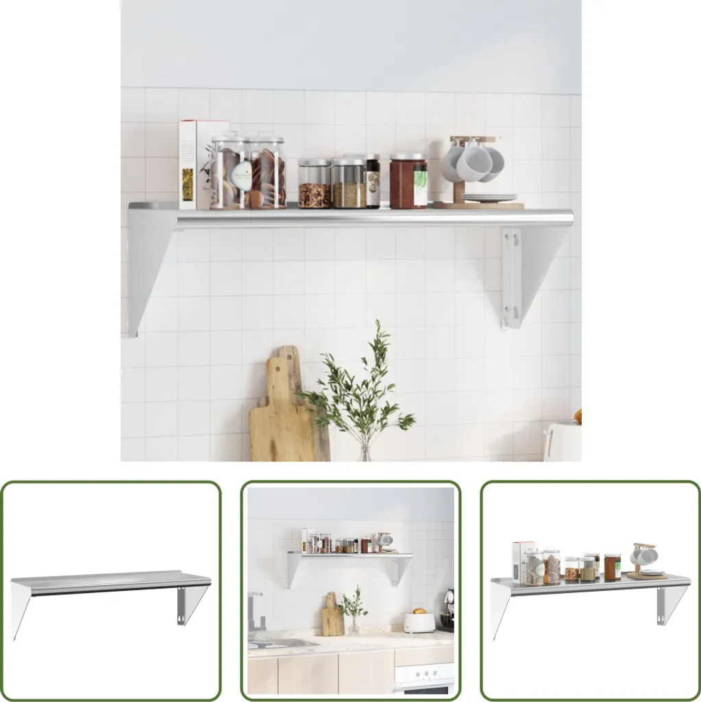 Mensola Industriale Acciaio Inox 100cm | Soluzione Salvaspazio Argento