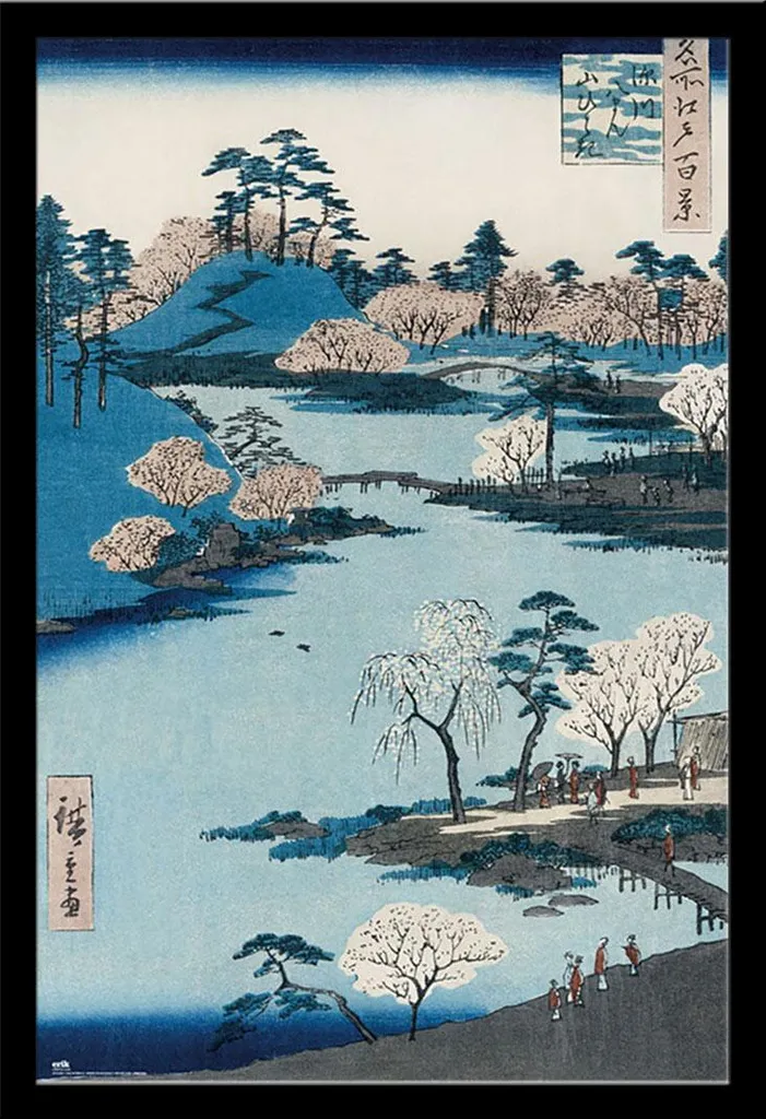 Tableau Zen Cherry Blossom avec Cadre Noir Shinsuke® pour Salon ou Chambre