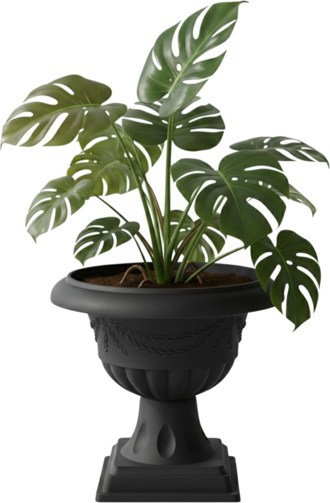 Blumentopf großer Blumentopf Pflanzpokal, Amphore Pflanzgefäß mit Stiel Blumenbeet Ø 33 cm H 35,5 cm rund Graphit Breit Home and Garden Arrange...