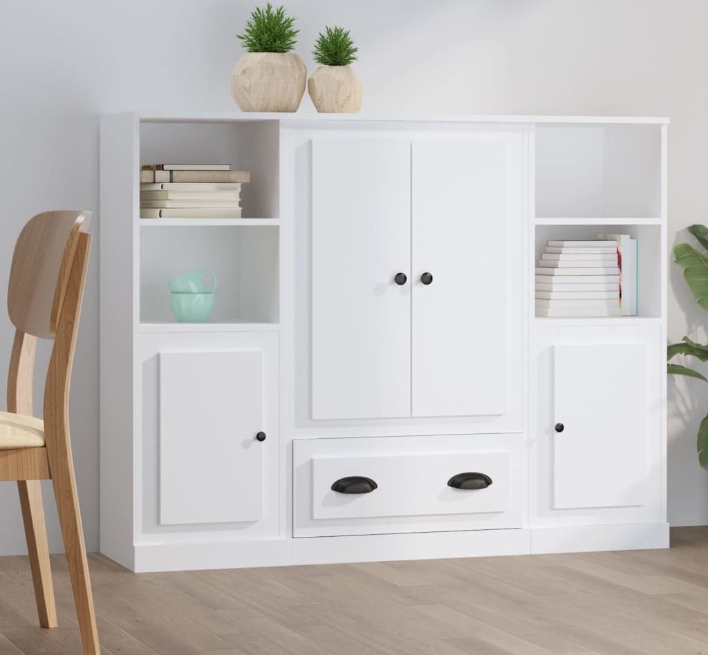vidaXL Highboards 3 Stk. Weiß Holzwerkstoff