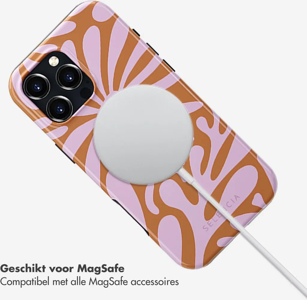 Selencia Vivid iPhone 16 Pro Max Case - Modern Bloom Pink MagSafe - 6